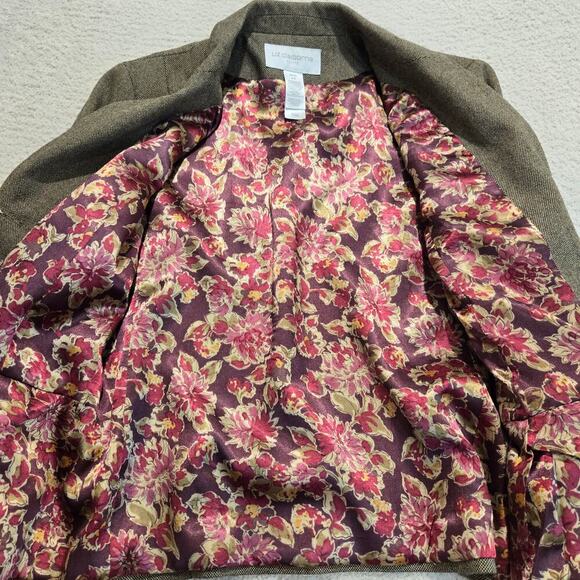 Vtg Liz Claiborne Classic Brown Wool Blend Blazer Peplum Cut Sz 8P Officecore - Picture 11 of 12